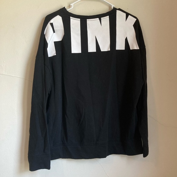 PINK Victoria Secret Side Slit Black Pullover Logo Medium - Picture 5 of 6